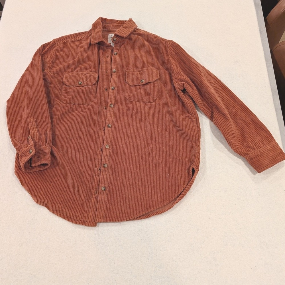 Billabong Rust Corduroy Button Up Shirt Men's Small 100% Cotton Two Pocket